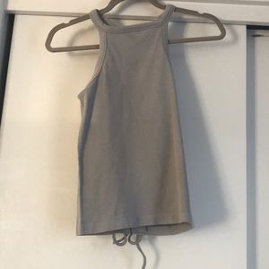 High neck tank top with tie up the back
